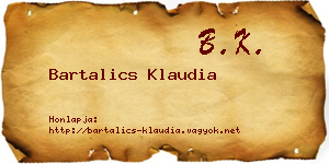 Bartalics Klaudia névjegykártya